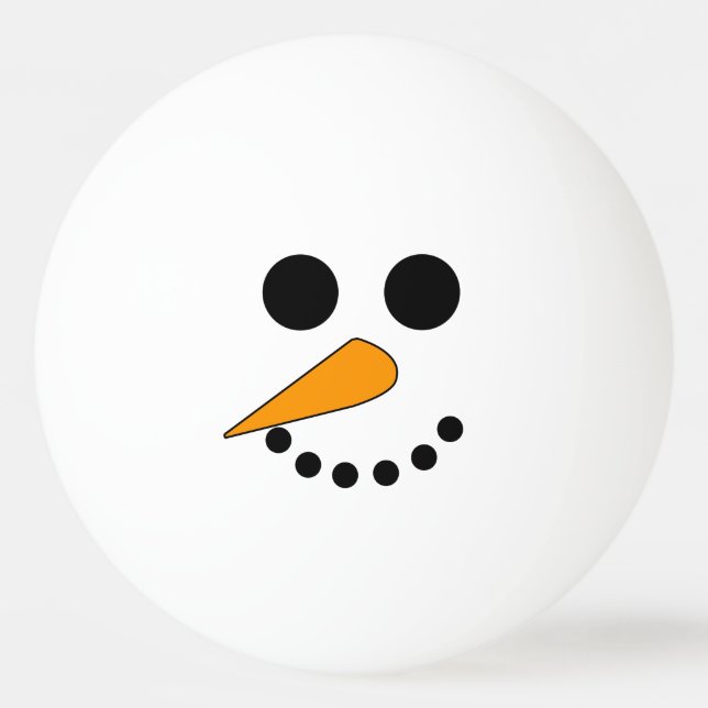 Smiling Snowman Face Ping Pong Ball (Front)