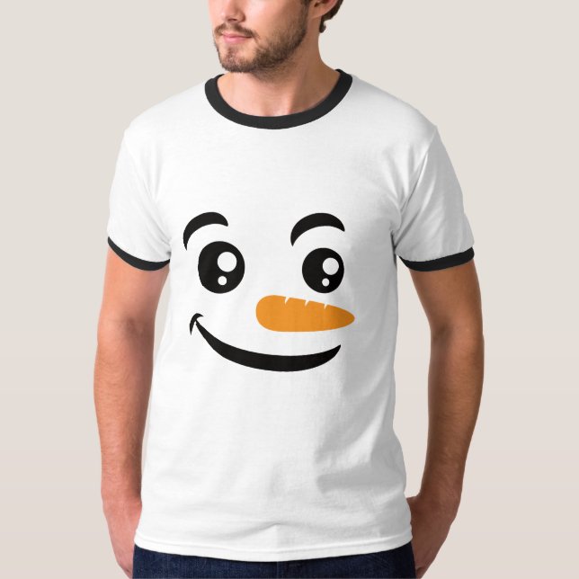 Smiling Snowman Face T-Shirt (Front)