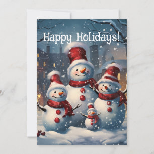 Smiling Snowman Family Holiday Card