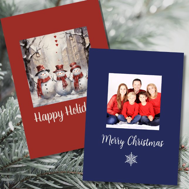 Smiling Snowman Family Holiday Card (Creator Uploaded)