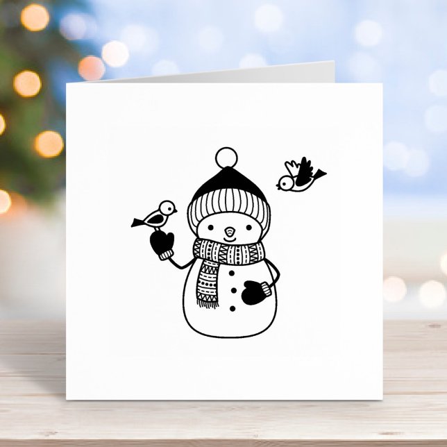 Smiling Snowman in Knitted Hat and Scarf Rubber Stamp (Creator Uploaded)
