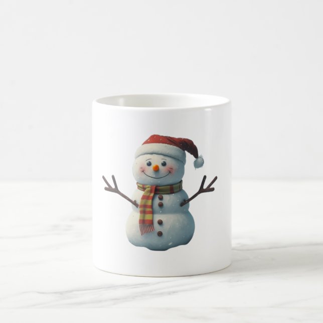Smiling Snowman Mug, christmas gift Coffee Mug (Center)