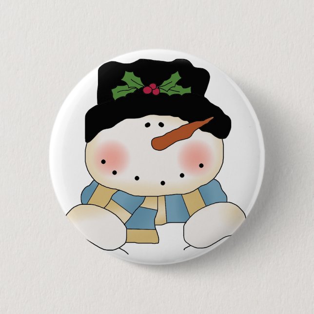 Smiling  Snowman Tshirts and Gifts 6 Cm Round Badge (Front)