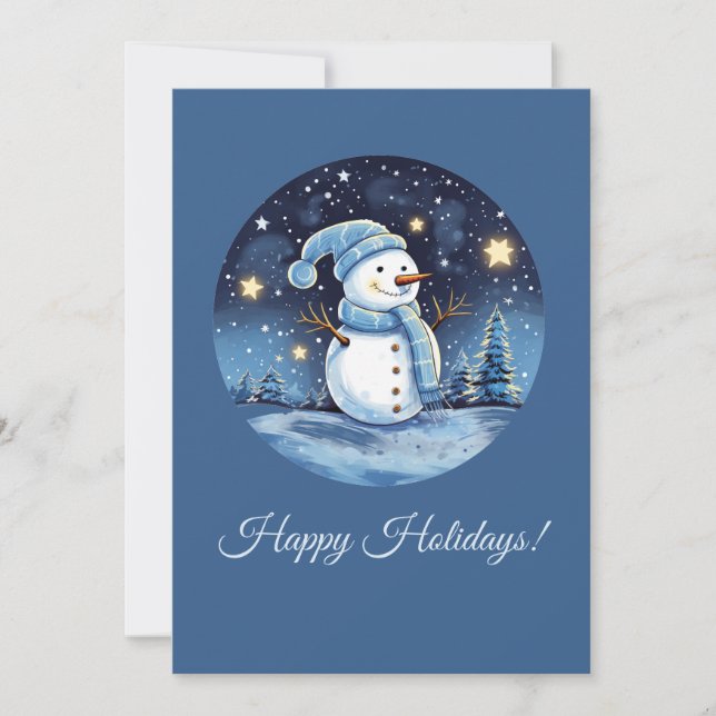 Smiling Snowman Winter Holiday Greeting Card (Front)