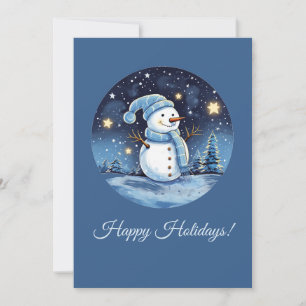 Smiling Snowman Winter Holiday Greeting Card