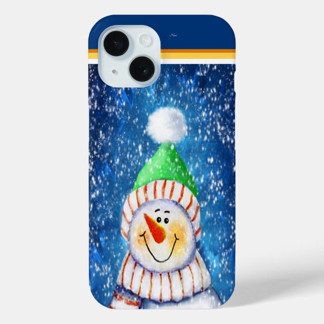 Smiling Snowman with Fluffy Stocking Hat Case-Mate iPhone Case (Back)