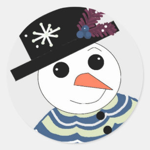 Smiling Snowmen With Black Hat Classic Round Sticker