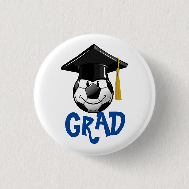 Smiling Soccer Ball Graduate 3 Cm Round Badge (Front)