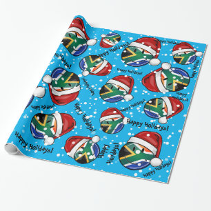 Smiling South African Flag Christmas Style Wrapping Paper