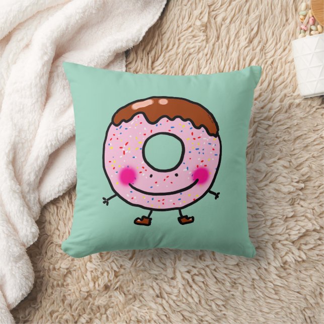 Smiling Sprinkle Donut Character Art Cushion (Blanket)