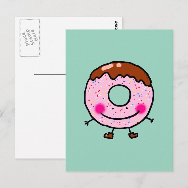 Smiling Sprinkle Donut Character Art Postcard (Front/Back)