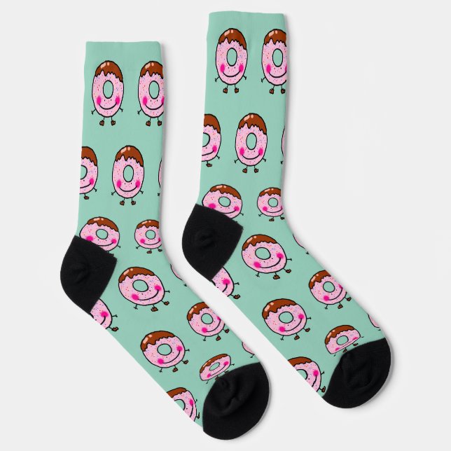 Smiling Sprinkle Donut Character Art Socks (Right)