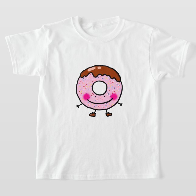 Smiling Sprinkle Donut Character Art T-Shirt (Laydown)