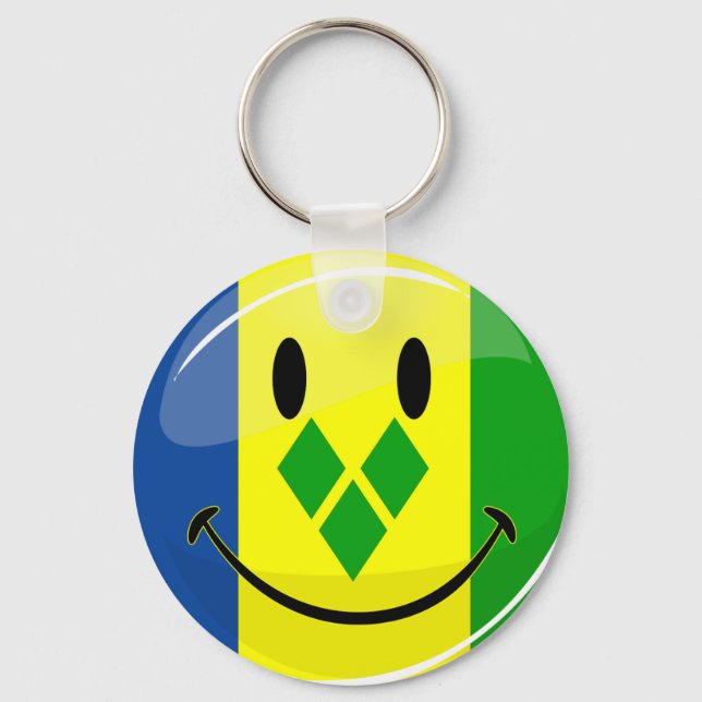 Smiling St. Vincent and Grenadines Flag Key Ring (Front)