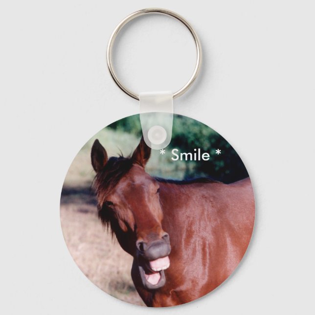 Smiling Standardbred Horse Keychain (Front)