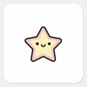 Smiling Star – Cute Kawaii Illustration Square Sticker