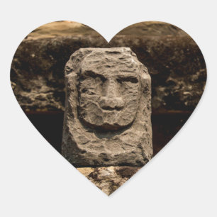 Smiling stone totem - Heart-shaped stickers