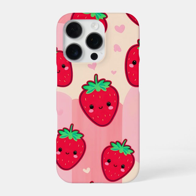 Smiling strawberry with rosy cheeks iPhone case (Back)