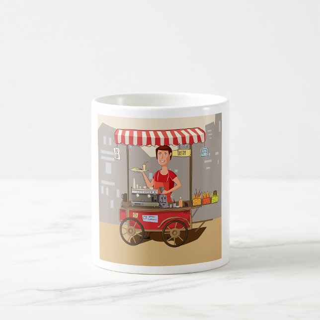 Smiling Street Food Vendor Colourful Food Cart Coffee Mug (Creator Uploaded)