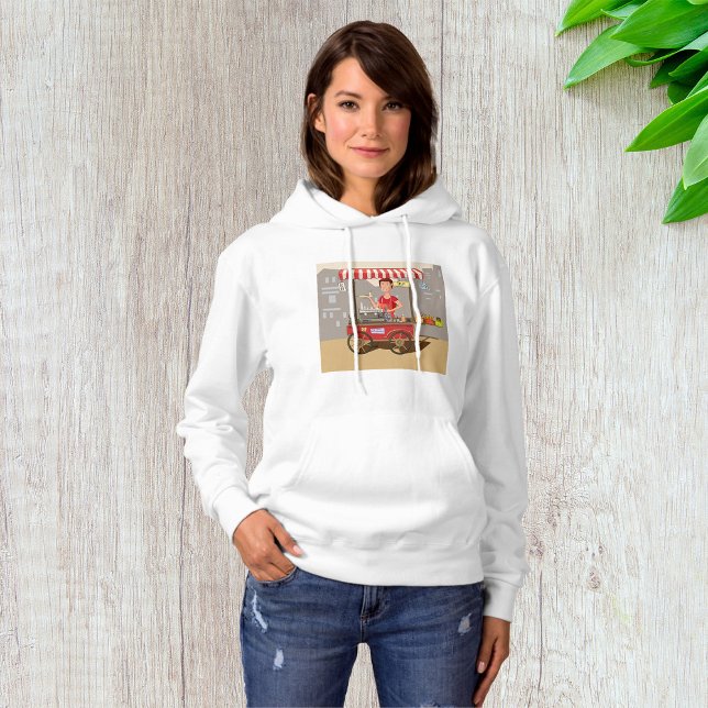 Smiling Street Food Vendor Colourful Food Cart Hoodie (Creator Uploaded)