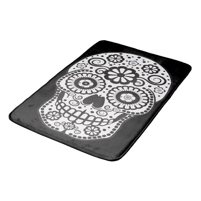 Smiling Sugar Skull Bath Mat (Angled)