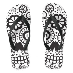 Smiling Sugar Skull Flip Flops