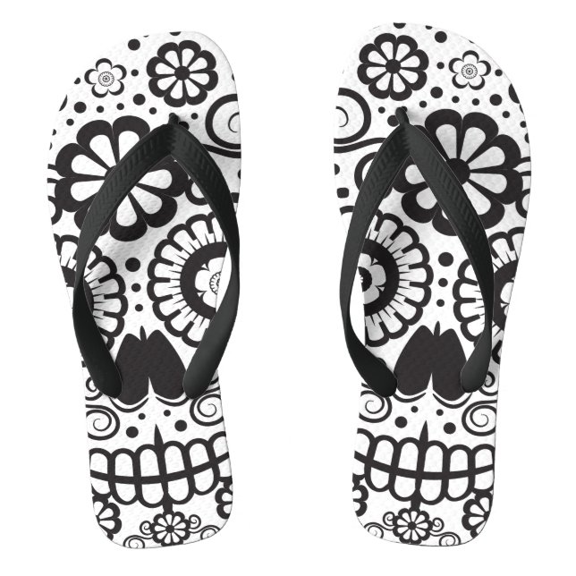 Smiling Sugar Skull Flip Flops (Footbed)