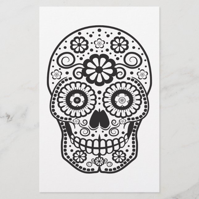 Smiling Sugar Skull Stationery (Front)