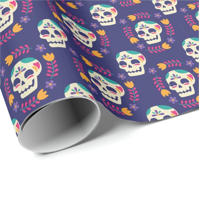 Smiling Sugar Skull Wrapping Paper (Roll Corner)