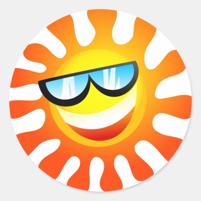 Smiling Summer Sunny Sunshine Weather Classic Round Sticker (Front)