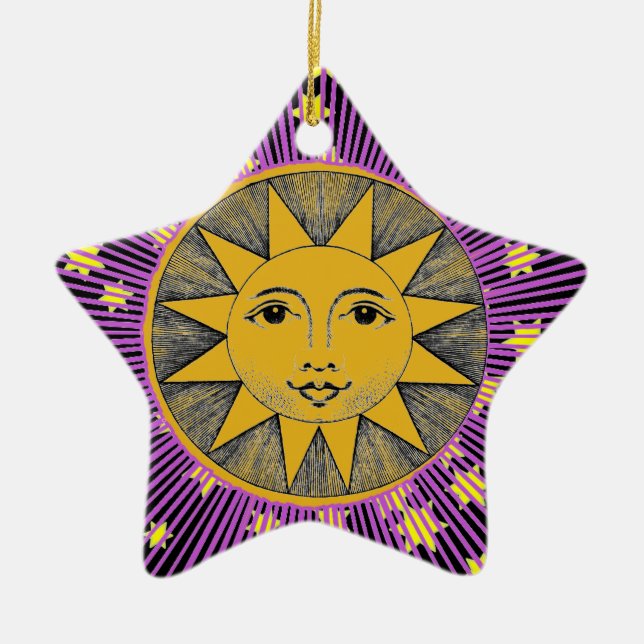 Smiling Sun Ceramic Tree Decoration (Front)