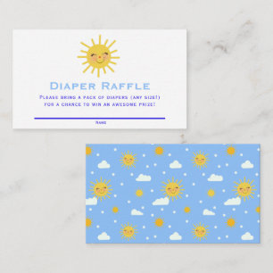 Smiling Sun & Clouds Baby Shower Diaper Raffle Enclosure Card