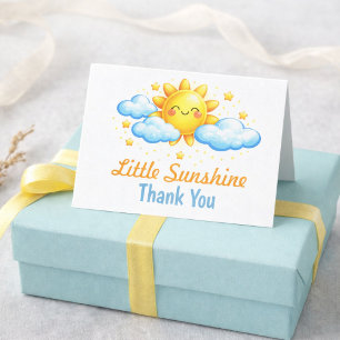 Smiling Sun Clouds Baby Shower Thank You Card