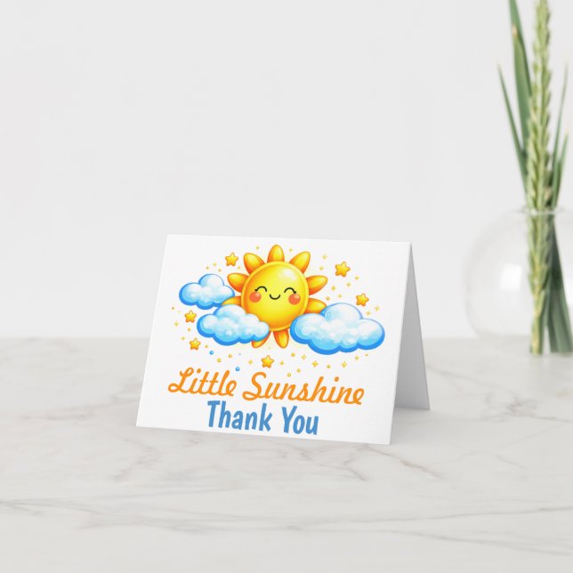 Smiling Sun Clouds Baby Shower Thank You Card (Front)