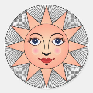 Smiling Sun Face Astronomy Symbol Classic Round Sticker