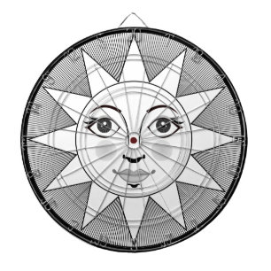 Smiling Sun Face Black and white Astronomy Symbol Dartboard