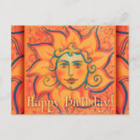 Smiling Sun, Fairytale Fantasy Art, Orange Yellow