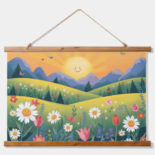 Smiling Sun & Happy Flowers Tapestry – Bright Natu