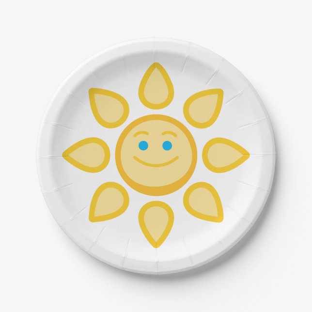 Smiling Sun Happy Sunshine Paper Plate (Front)