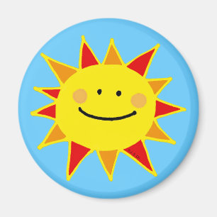 Smiling Sun Illustration Magnet