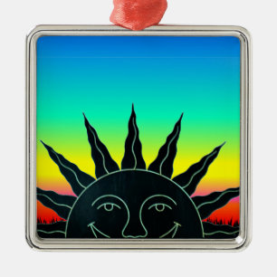 Smiling Sun Metal Tree Decoration