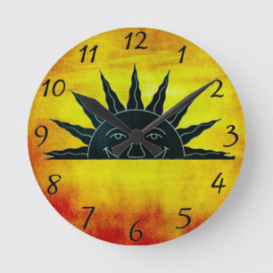Smiling Sun Round Clock