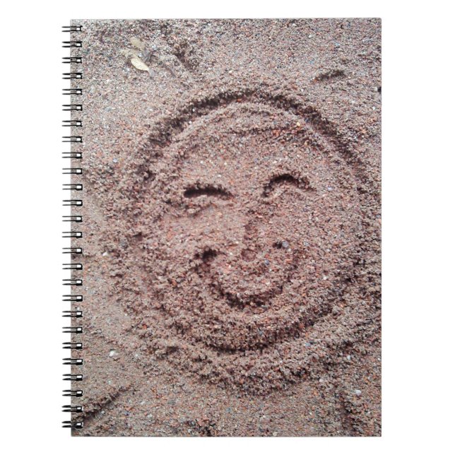 Smiling Sun, Sand Emoticon, Summer Emoji Notebook (Front)