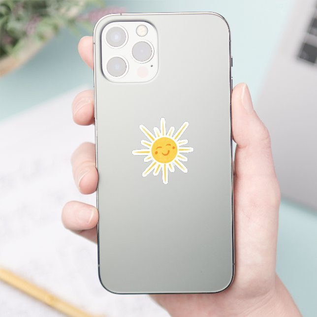 Smiling Sun Sunshine Vinyl Cut Sticker (Phone)