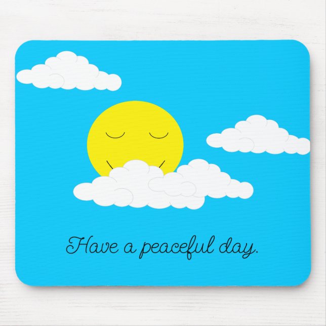 Smiling Sun with Clouds: Turquoise Mouse Mat (Front)