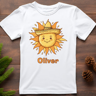 Smiling Sun with Sombrero - Sunny Fiesta Doodle T-Shirt