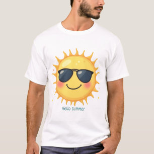 Smiling Sun with Sunglasses "Hello Summer T-Shirt