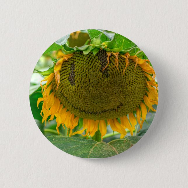 Smiling Sunflower 6 Cm Round Badge (Front)