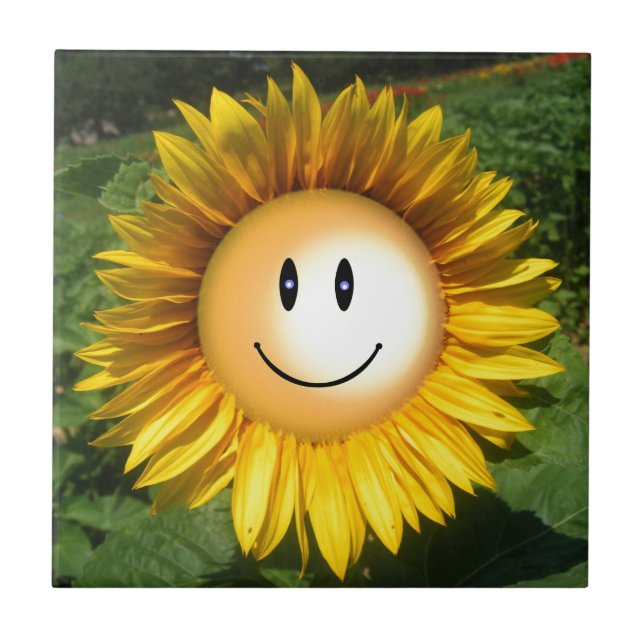 Smiling sunflower artistic illustration tile (Front)