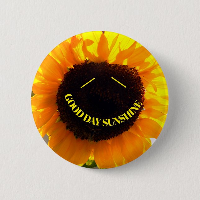 Smiling Sunflower Sunshine 6 Cm Round Badge (Front)